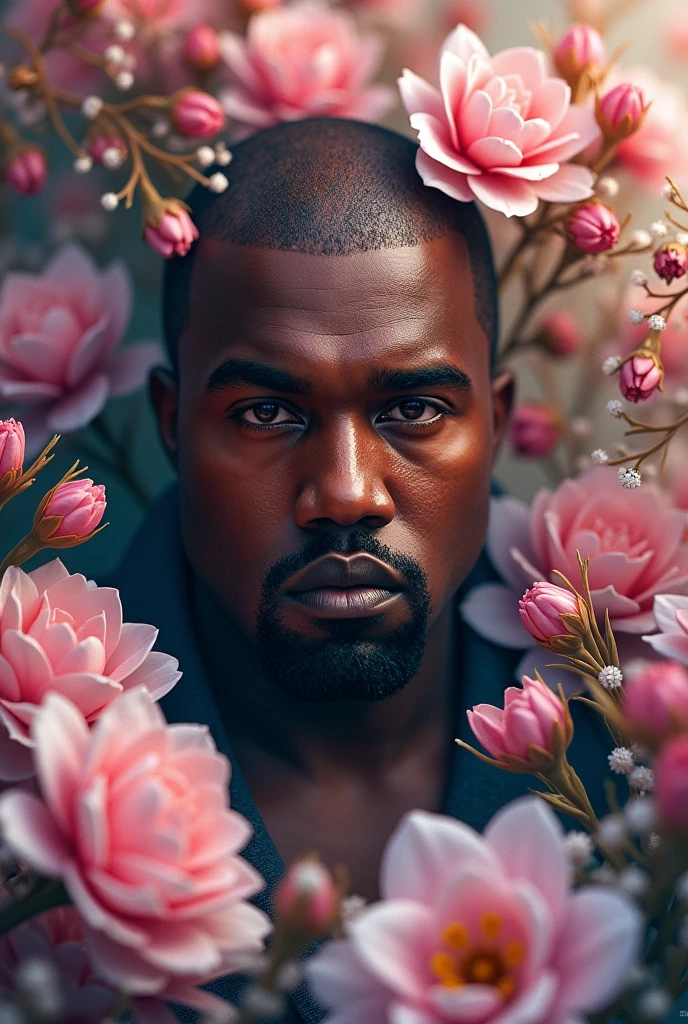 Wallpaper de Kanye west con Flores tipo aesthetic 