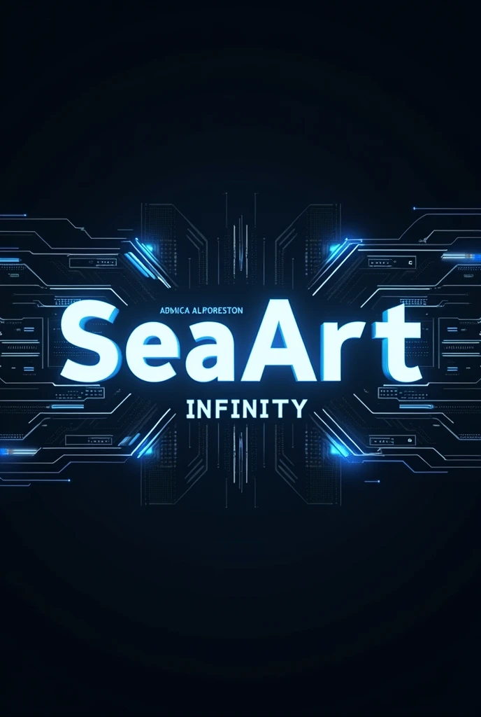 Create a high-tech, futuristic poster that highlights the cutting-edge capabilities of 'SeaArt Infinity'. The design should feature sleek, metallic elements with glowing accents. The central focus should be on the text 'SeaArt Infinity', displayed in a bold, digital-style font, surrounded by abstract, luminous shapes that suggest technological advancement and innovation. The background should be dark, with neon blue and silver highlights, giving it a cyberpunk aesthetic. Include subtle grid patterns or circuitry designs to enhance the futuristic theme. The overall look should be sharp, clean, and visually striking. (Ultra quality: 1.3), high contrast, HDR, 8K, modern design, professional layout.