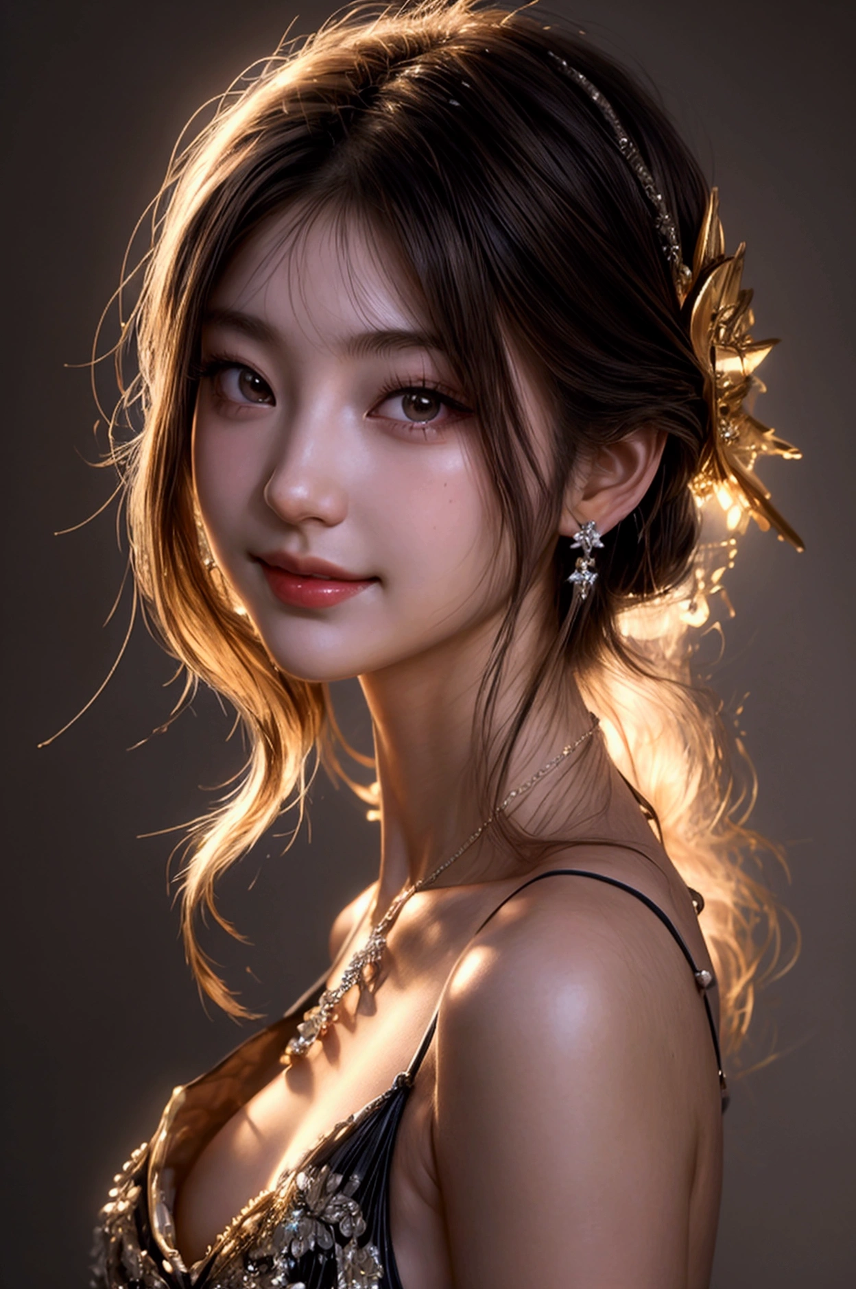 best quality, masterpiece, highres, 1girl ((Ameri Ichinose)), sexy stripper outfit, beautiful face, hair ornament, looking at viewer, smile, closed mouth,lips, dress,hair ornament, necklace, jewelry, long hair, earrings, Beautiful face,upon_body, tyndall effect,photorealistic, dark studio, rim lighting, two tone lighting,(high detailed skin:1.2), 8k uhd, dslr, soft lighting, high quality, volumetric lighting, candid, full body Photograph, high resolution, 4k, 8k, Bokeh