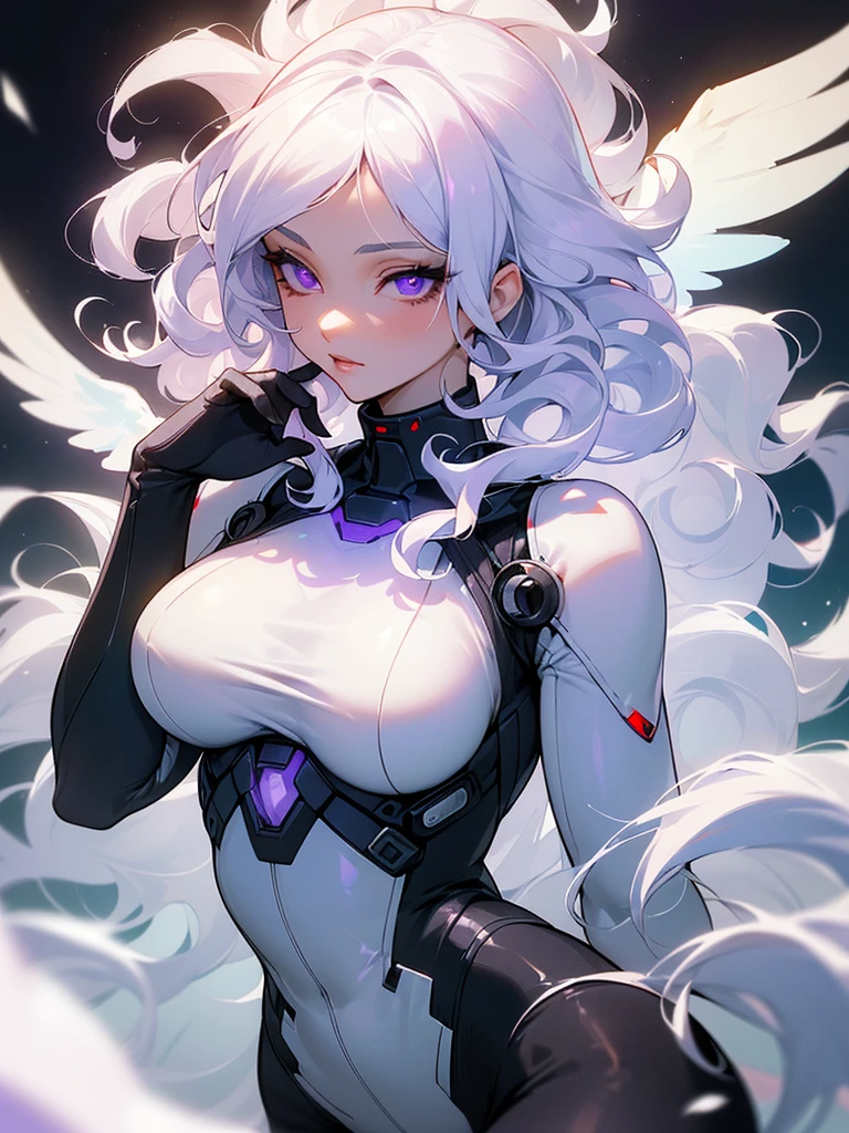 ((ultra quality)), ((masterpiece)), ((Water)), ((fire)), ((sexy)), ((Angelic beauty woman)), ((long white curly hair)), ((White hair)), ((White hair)), ((curly hair)),  (beautiful face), (beautiful female lips), Enchanting ((Seductive facial expression)), looks at the camera with a slight smile, (White skin color), (White skin), glow on the body, ((detailed eyes)), ((violet eyes)), (juicy female lips), (dark eyeliner), (beautiful female hands), ((thick body)), ideal female body, ((combat suit)), beautiful waist, beautiful big hips, big breasts, thick thighs, ((threatening and beautiful)) (), ((depth of field)), ((high quality clear image)), (delete details), ((High detail)), ((clear focus))