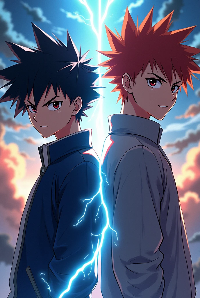 Create an anime poster with two guys 