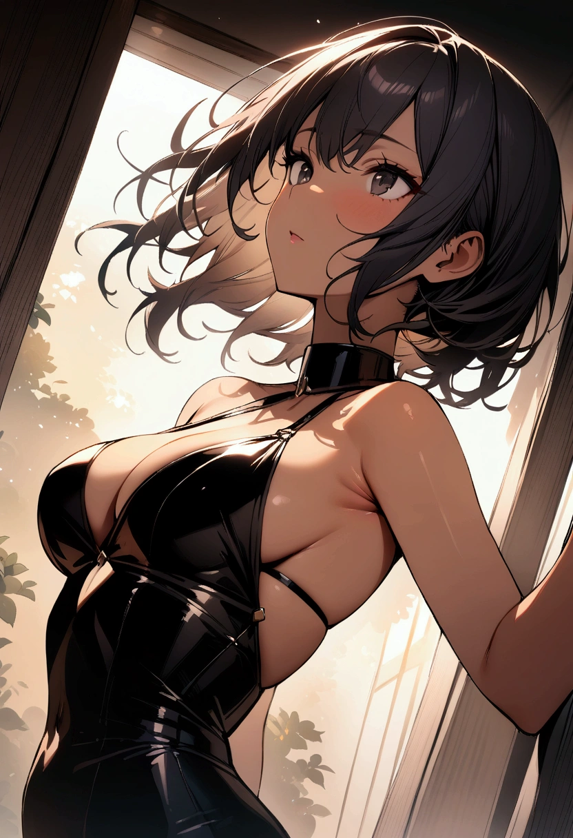 Masterpiece, best quality, 1 girl, dark skinned, black eyes