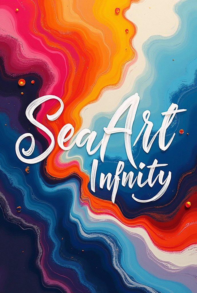 Create an artistic and abstract poster to showcase the creative potential of 'SeaArt Infinity'. The design should be vibrant and expressive, featuring swirling colors, bold brushstrokes, and fluid shapes that merge and blend into each other. The text 'SeaArt Infinity' should be integrated into the design, almost as if it’s part of the artwork itself, using a hand-painted or calligraphic font. The background should be a dynamic mix of bright and contrasting colors, creating a sense of energy and movement. The overall style should be bold, colorful, and visually captivating, highlighting the artistic possibilities of the model. (Ultra quality: 1.3), high contrast, HDR, 8K, modern design, professional layout.