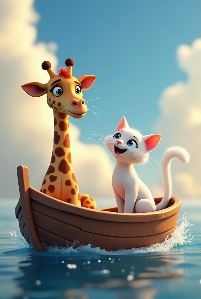 araffe and cat on a boat in the animated animated movie, animated movie still, animated movie, 3 d animated movie, animated movie scene, new cats movie, animated film, animated movie shot, white ( cat ) girl, anime visual of a cute cat, sony pictures animation, mobile wallpaper, movie promotional image, movie artwork, white cat girl, 8k))
