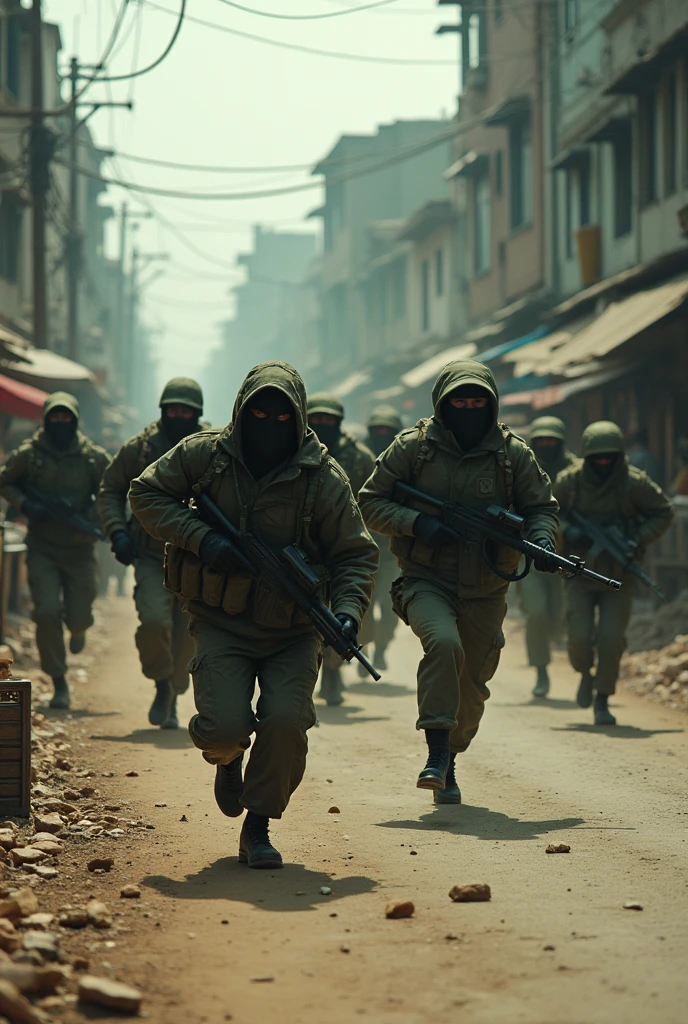 The robbers are fleeing and the Bangladesh army is chasing them