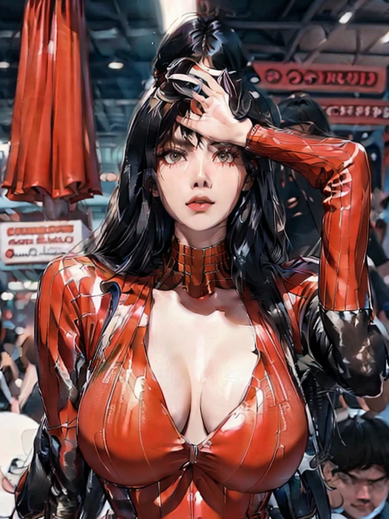 ,woman,lisa,in her underwaer show off her body,not shy show off her full body,Large breasts, Cowboy Shot,lisa as spider woman,