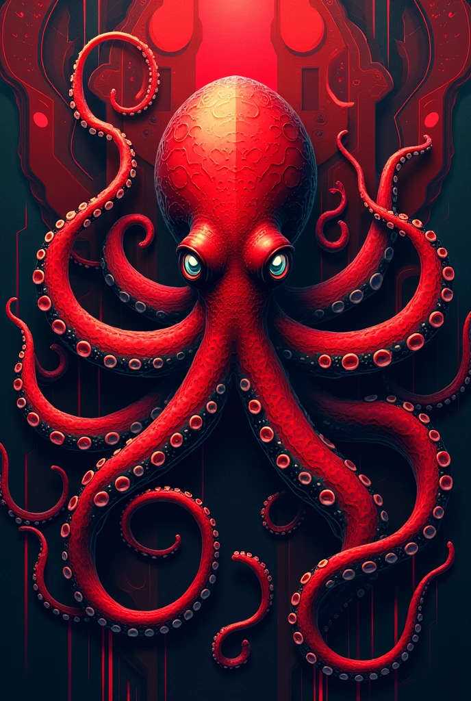 Create a less realistic red and black octopus themed interclass flag designer