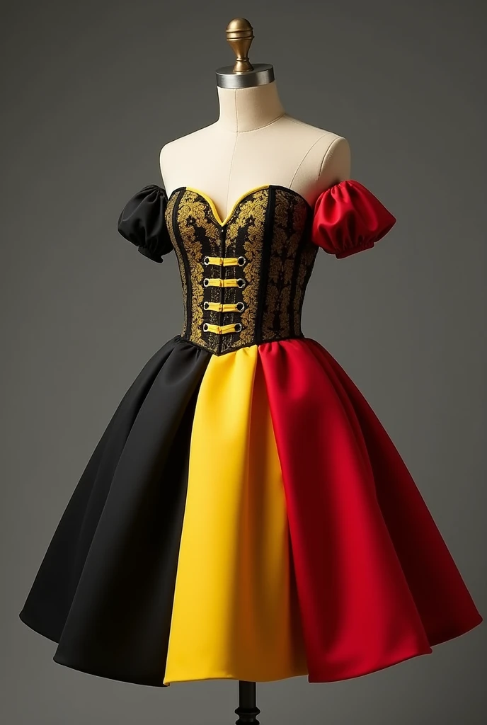 make a short dress, com corset, in the colors of the Belgian flag