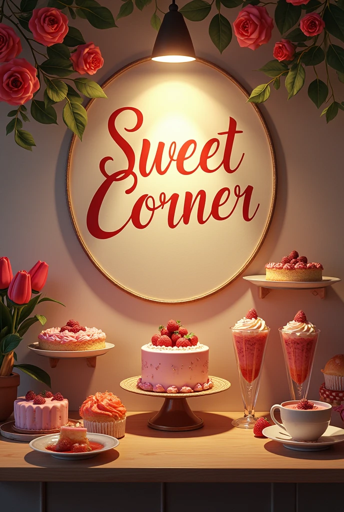 Cafe cafe name: write on the wall sweet corner in Russian Cakes and cocktails Without people Small sweet corner