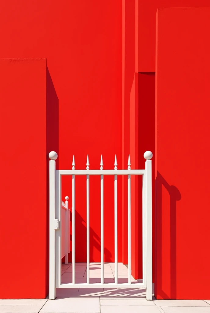 Illustration of a white inorganic iron fence on a red background