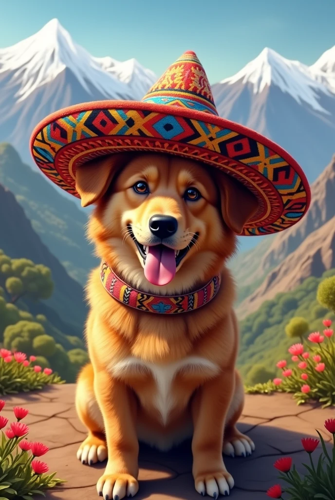 Peruvian dog with a Peruvian chullo 
