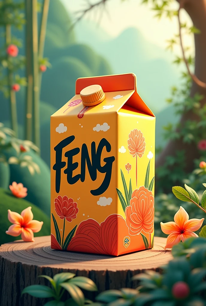 A juice box that says FENG