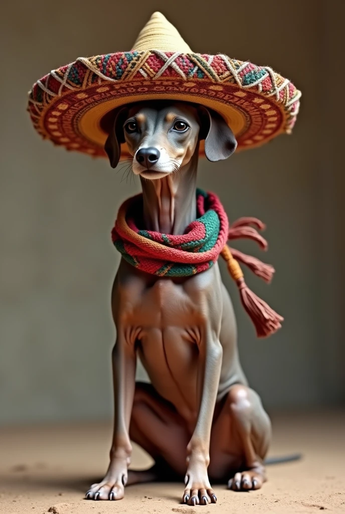 Peruvian dog with a Peruvian chullo I need the dog to look Peruvian Naked dog