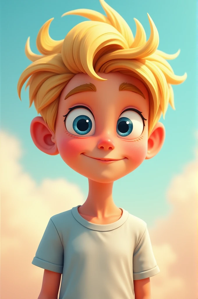 Cartoon blond blue-eyed ager