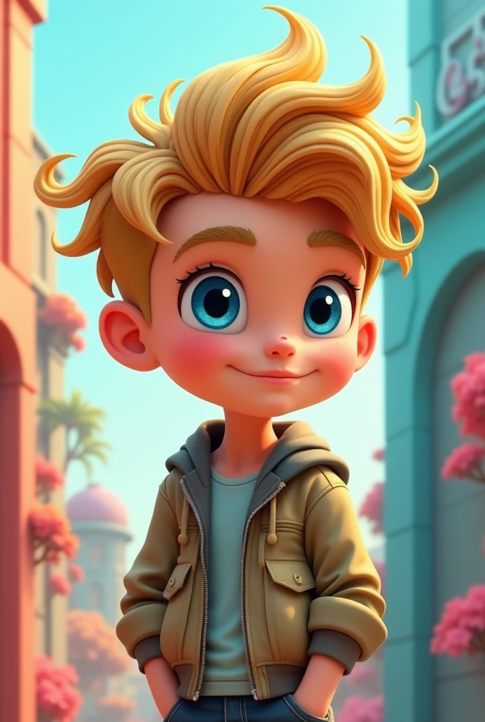 Handsome blue eyed blond teenager cartoon
