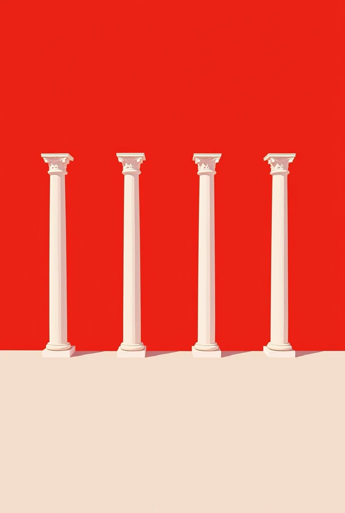 An illustration of thin white columns lined up horizontally on a red background
