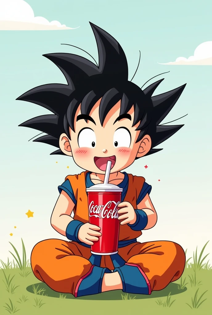Little Goku with a Coca Cola