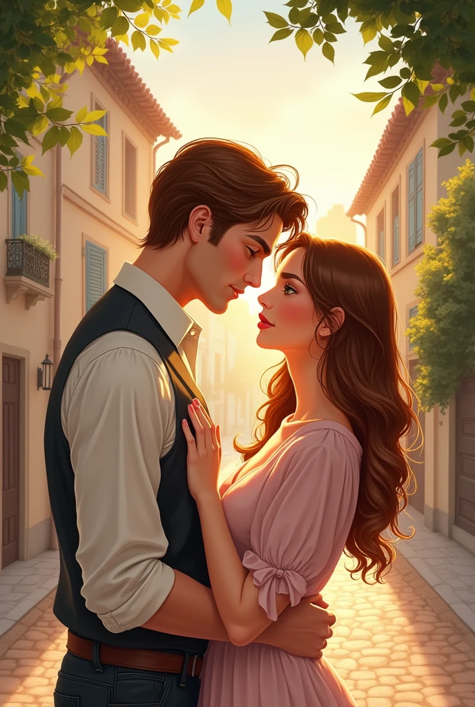 Book cover in Marcella France with a couple the boy is tall with thick honey brown hair, white skin, honey green eyes and thick lips the girl is short with thick wavy brown hair and honey eyes, white skin, pink and thick lips with the title Valentine's Day Coupon