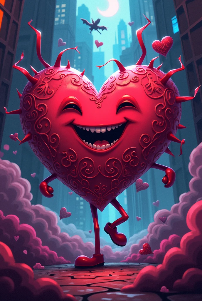 Create me a happy heart in Hazbin Hotel style
