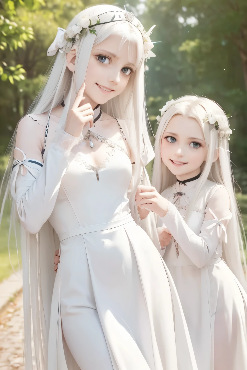 Irisviel von Einzbern and her two daughters Illyasviel von Einzbern and Chloe von Einzbern (8K UHD, dslr, high quality, high resolution, 4K, 8K, Bokeh, Absurdity, Best ratio four fingers and one thumb), (Real:1.3),