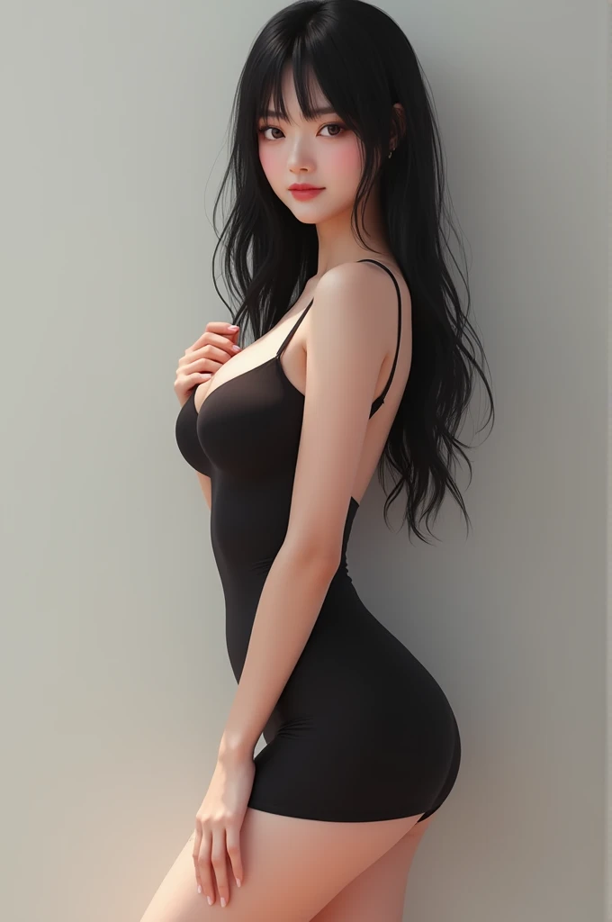 (4K, la plus haute qualité), (hentai realism,photorealiste), (excellente photo), une fille seulement, une fille, main parfaites, pieds parfait, regarder_regarder,nice face,Dark Eyes, perfect long straight black hair,posing gravur idole,corps,jolies jambes,fine sizes,wide hip ,poitrine parfaites,mini dress,porn