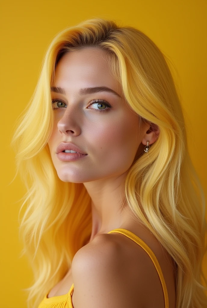 Beautiful blonde with yellow hair