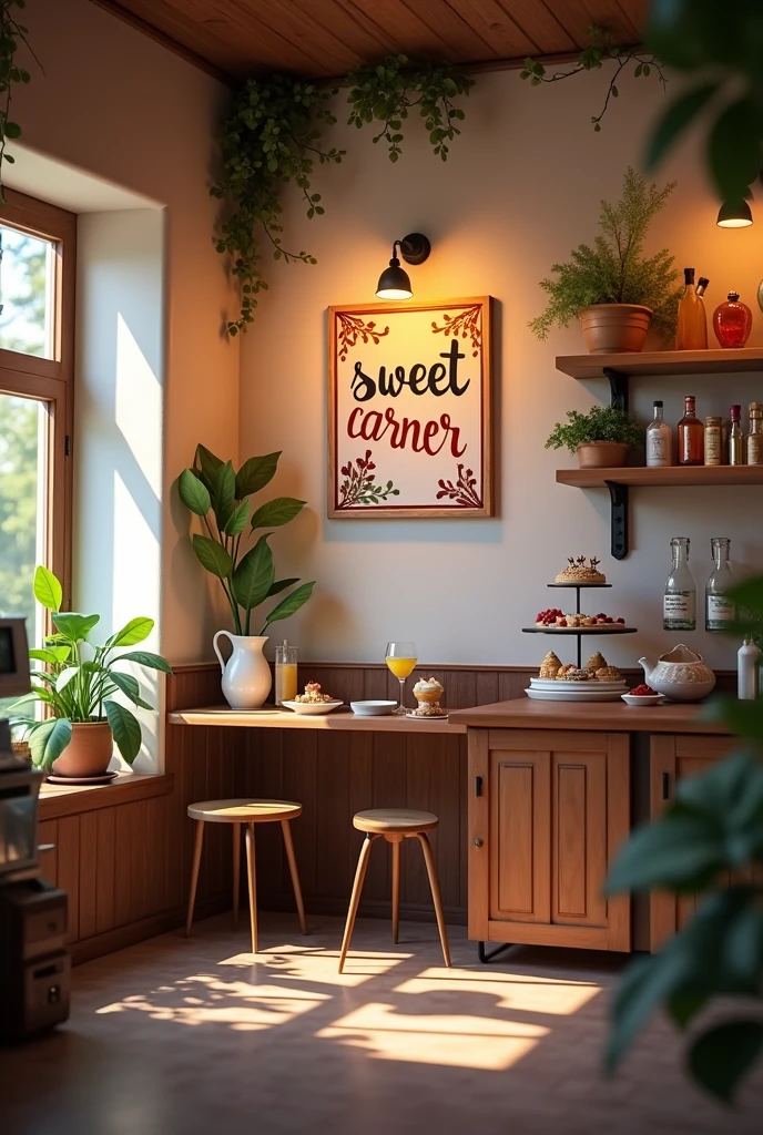 Cafe cafe name: write on the wall "sweet corner " на русском языке
Торты и коктейли
Без людей
Маленький sweet corner
Чтобы было реальным