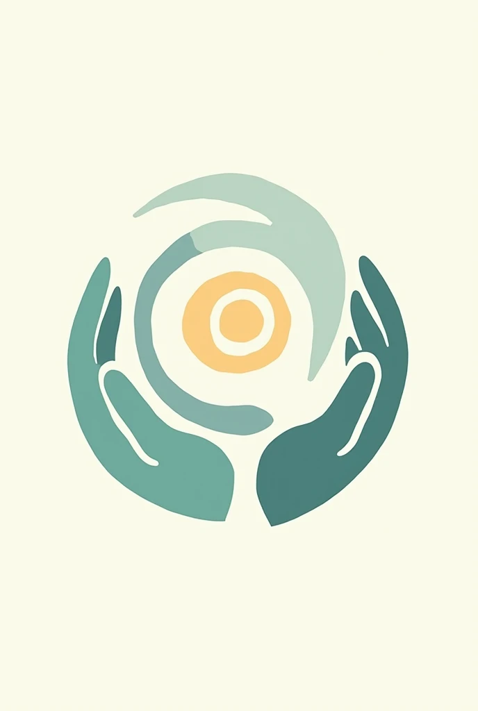 Create a logo that embodies the concept of &#39;active care&#39;, representing the ideas of self-care, care for others and allow yourself to be cared for. The logo must feature a central circle symbolizing unity and harmony., with three hands clasped around him. Each hand should point in a different direction: a hand turned inward representing self-care, another hand extended to the next hand representing care for the other, and the third hand open to receive care. Use soft, calming colors like blue, green and a touch of orange or yellow to evoke tranquility, confidence and energy. Lines should be soft and curved to reinforce the theme of care., kindness and connection.
