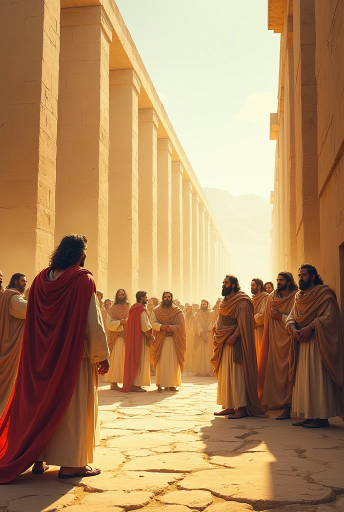 Create a drawing of Moses facing the Pharaoh
