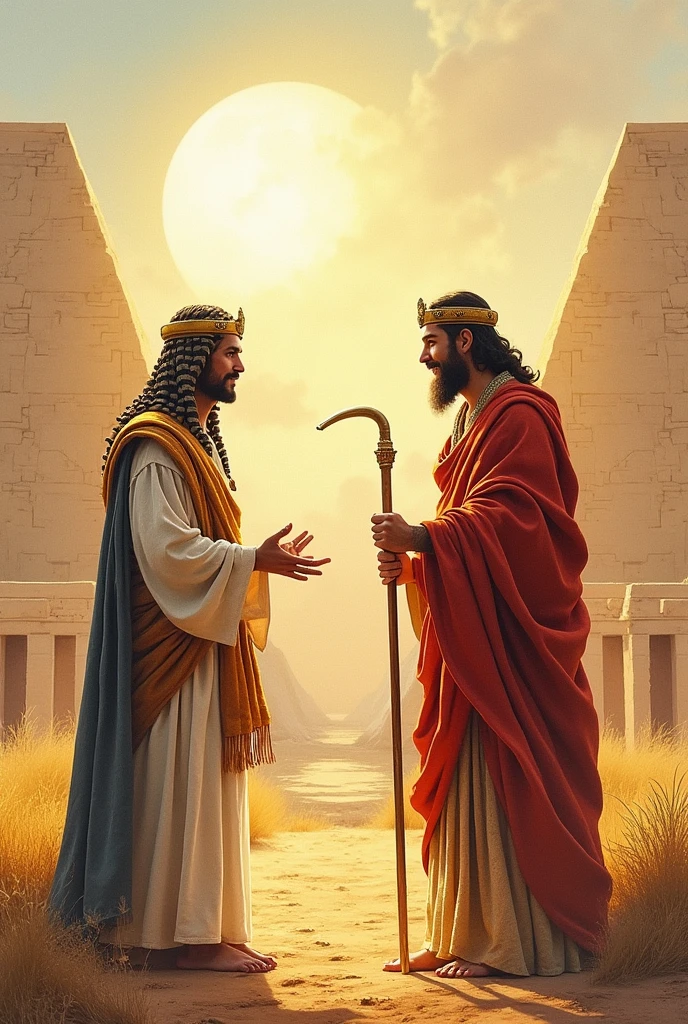 Create a drawing of Moses facing the Pharaoh 