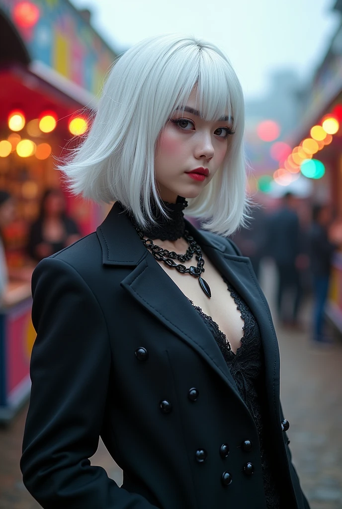 Black Butler Cosplay Cool Fair-skinned White Hair