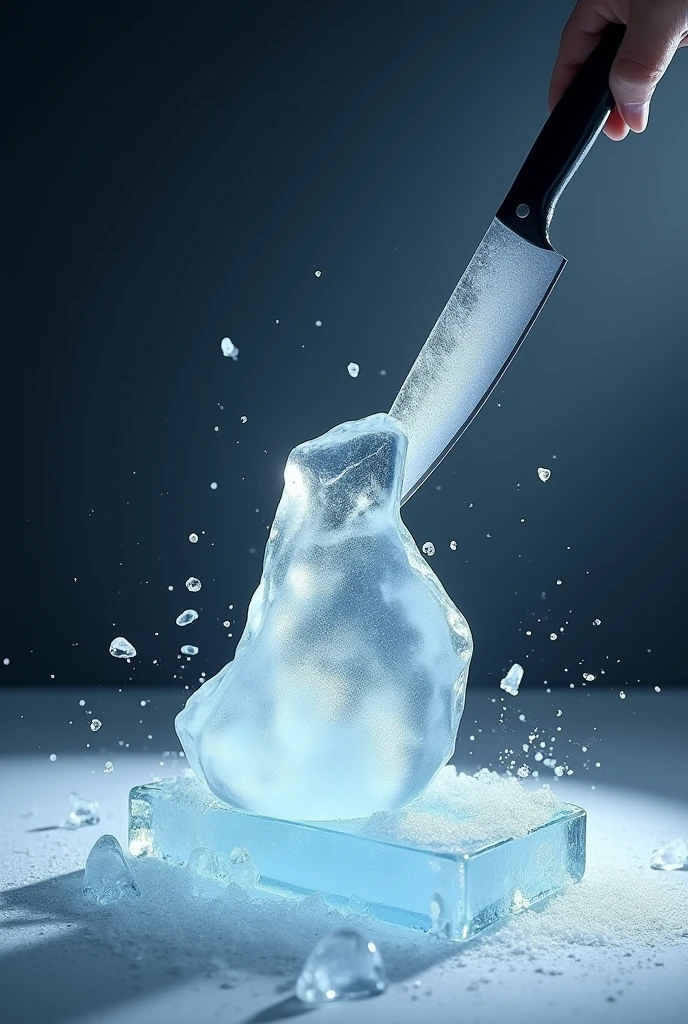 An ice hit with a knife upside down
