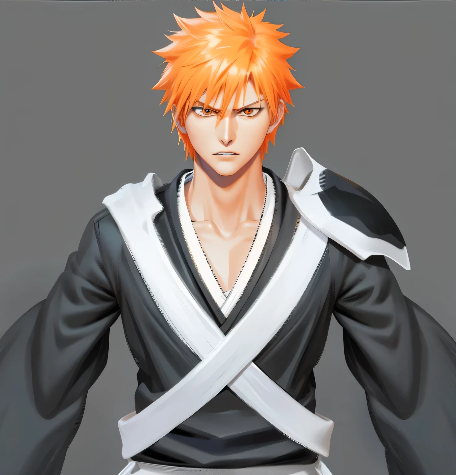Orange Hair、Close-up of people in black and white clothing, ichigo kurosaki, ichigo, bleach manga style, bleach, Produced in collaboration with Anime Painter Studio, In the anime painter studio, Inspired by Sugimura Jihei, Orange Hair Anime Boy, male anime character, Yuno, grim Reaper,3D Character Art,Ashe,2。5 D CGI Anime Fantasy Artwork,CGScosiety,Close-up characters,As seen on the Art Station