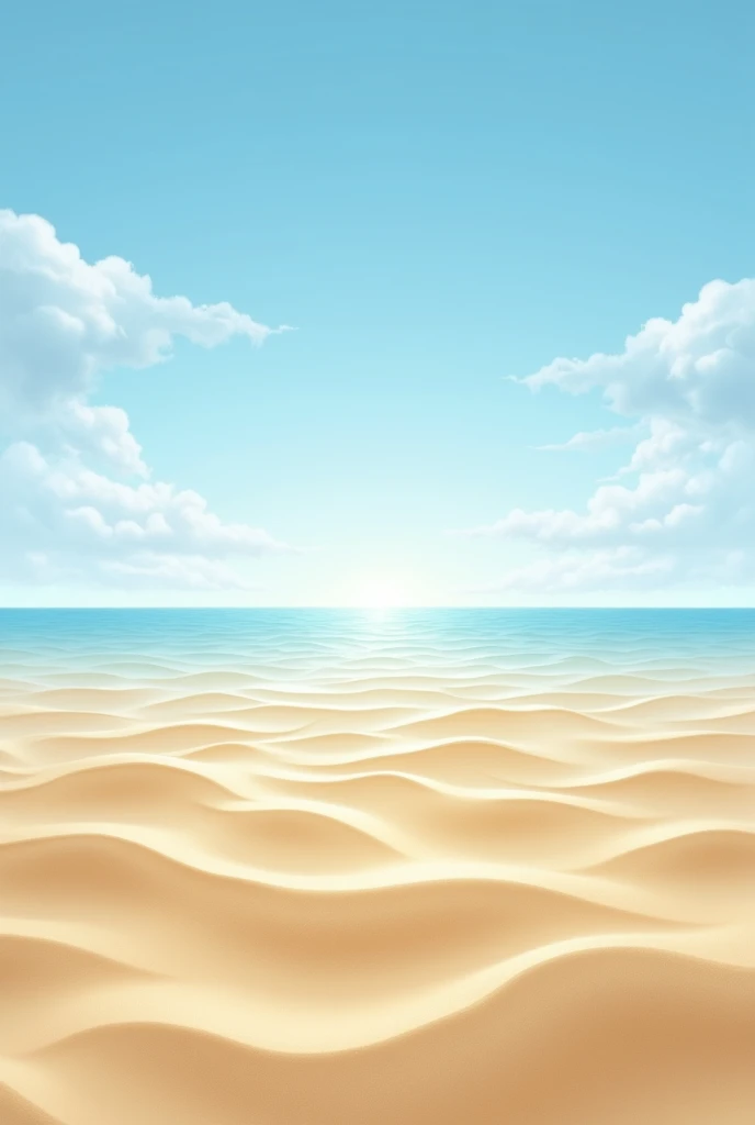 A sea with calm waves and blue sky with some white clouds but the water is made of sand