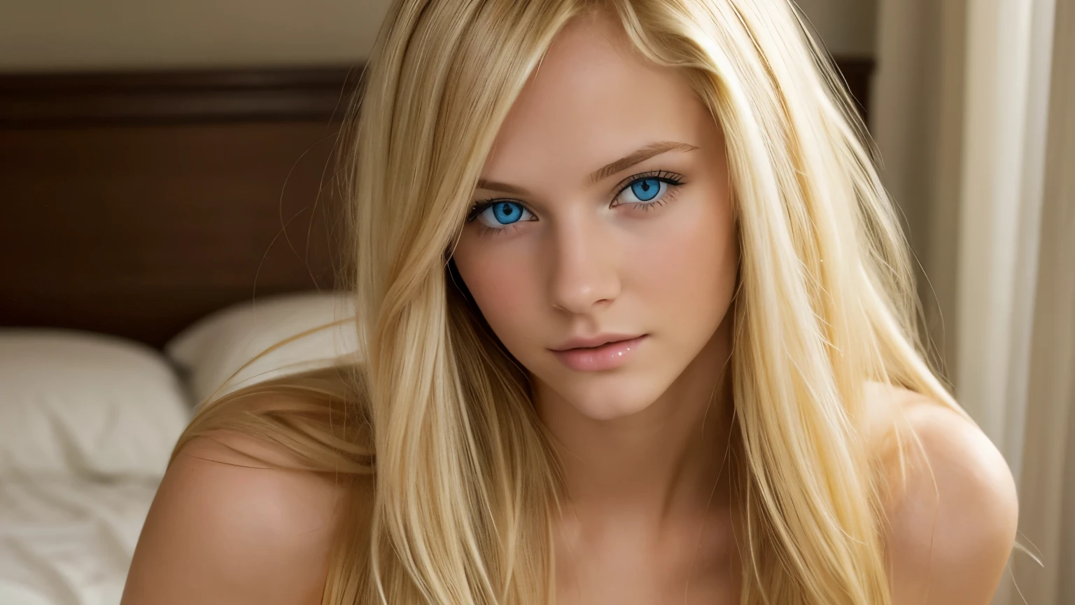 (Better image quality) an 18 year old woman long hair blonde blue eyes blonde naked ;very atractive.