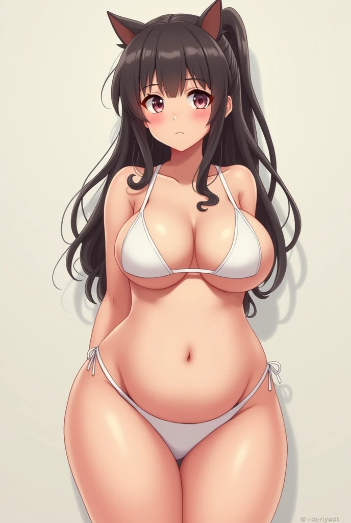 Create an anime girl with big boobs and a big ass