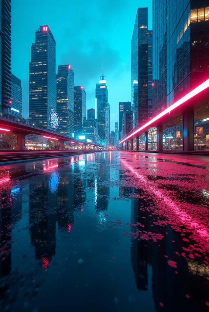 "Cinematic photograph of a futuristic cityscape, captured at dusk with a wide-angle lens, ultra-high resolution, high dynamic range to emphasize vibrant neon lights and sleek architecture, realistic reflections on glass surfaces, soft bokeh effect in the background, high contrast to highlight advanced technology details, use of a fisheye lens to enhance the expansive view of the city skyline, subtle lens flares to add depth"