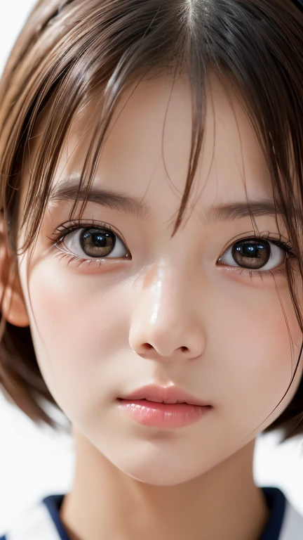 One Girl,(1人のとてもcute女の子:1.3),masterpiece,highest quality,High resolution,beautiful girl,(18years old:1.3),cute,Big eyes,(detailed pupils:1.2),(The face is facing straight ahead:1.3),Body facing forward,Beautiful nose,Fuller lips,Short black hair,ponytail,short hair,Detailed eyelashes,Thin eyebrows,Very fine grain definition,(Symmetrical eyes:1.3),(Face close-up,Face Focus:1.0),Sailor suit,Student style,Portrait,View Viewer,Cinema Lighting,High resolution,Very detailed