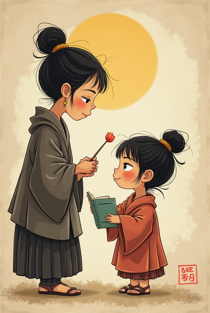 Create a drawing alluding to the book Martina and the letter of the monk Yukio by the author Alejandra Jaramillo Morales