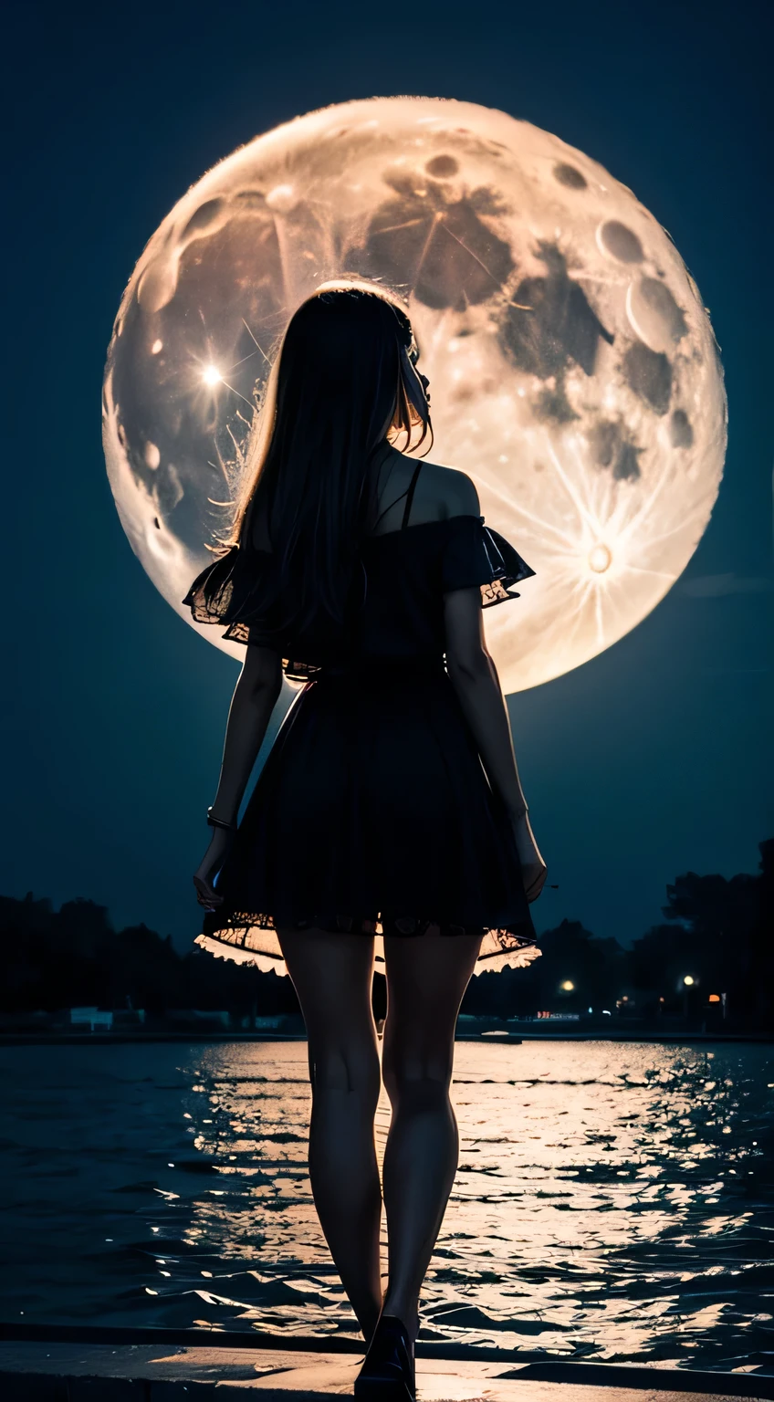 at night , full moon
