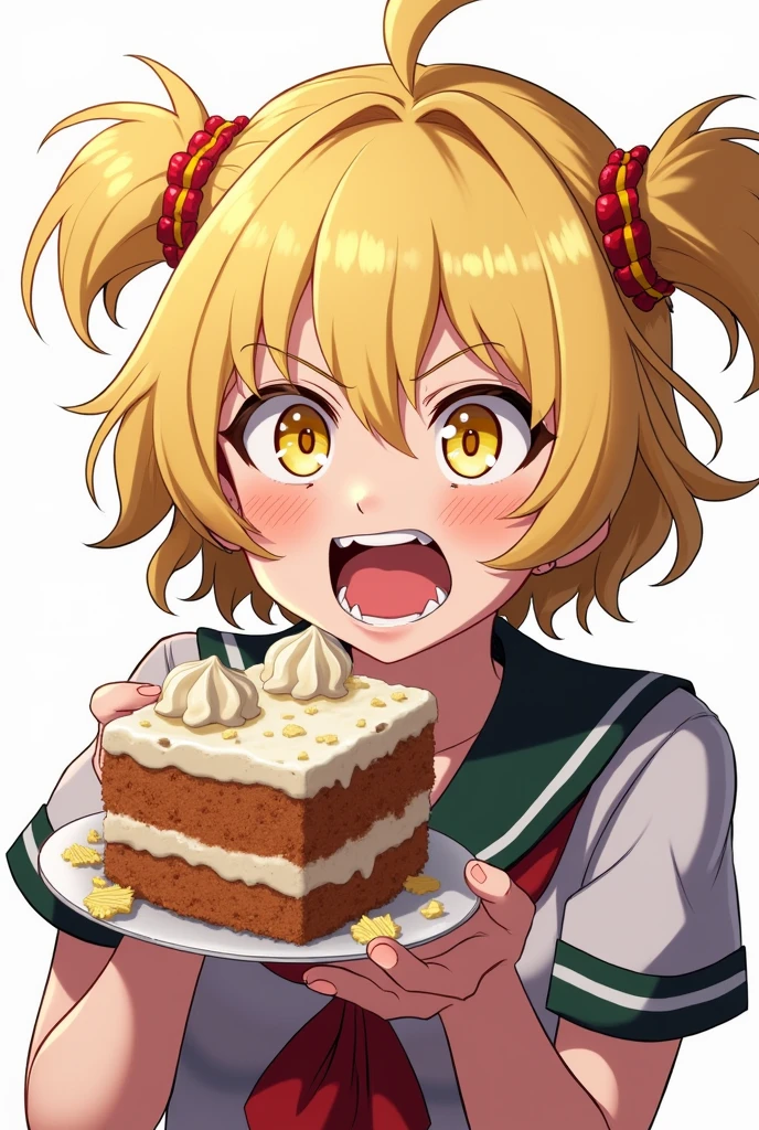 Himiko Toga from the anime My Hero Academia eating cake