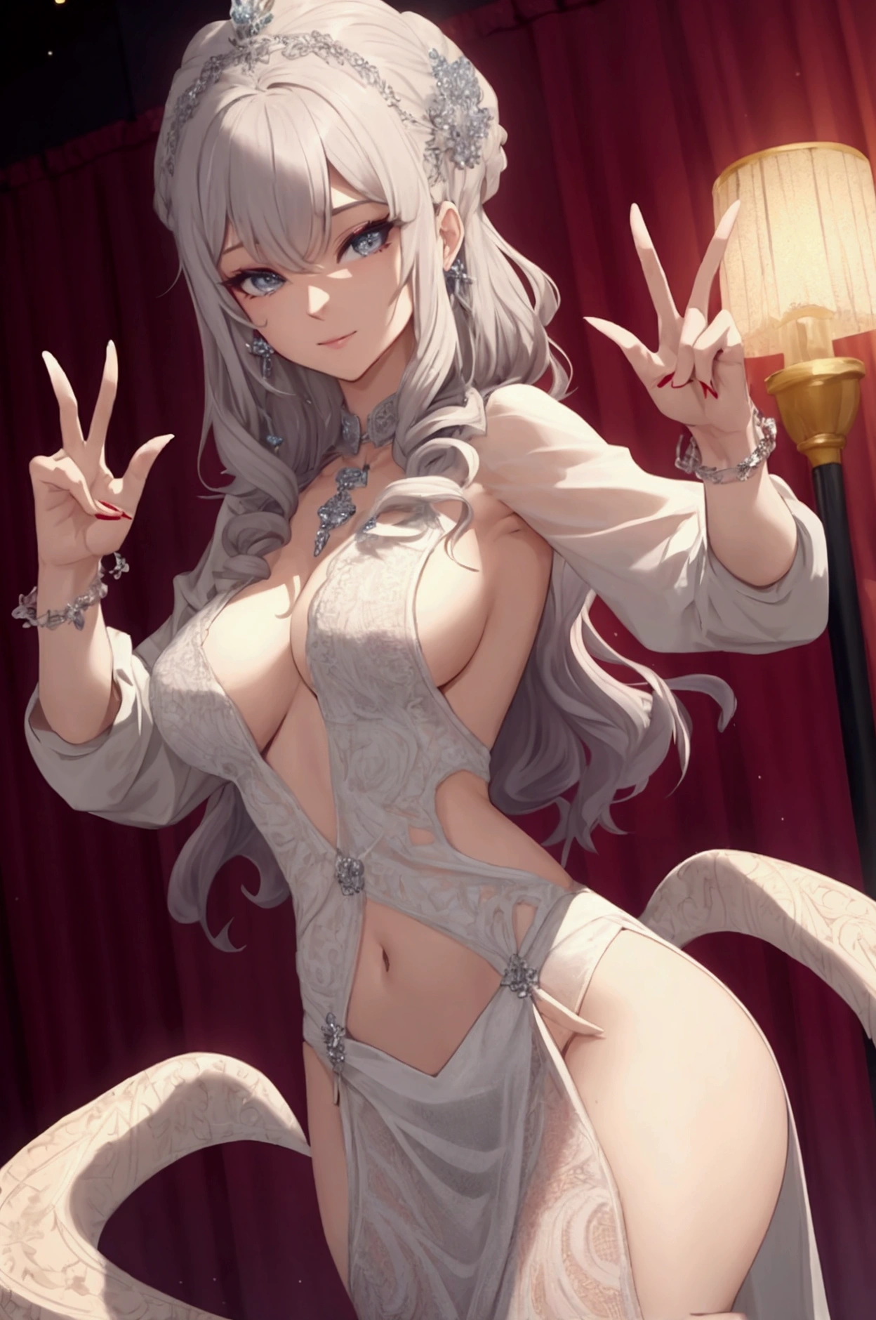 woman forming a v with her fingers