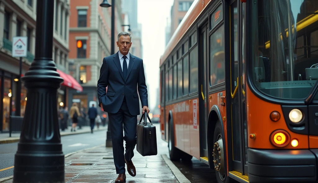 Another image of him as he alights from the bus
