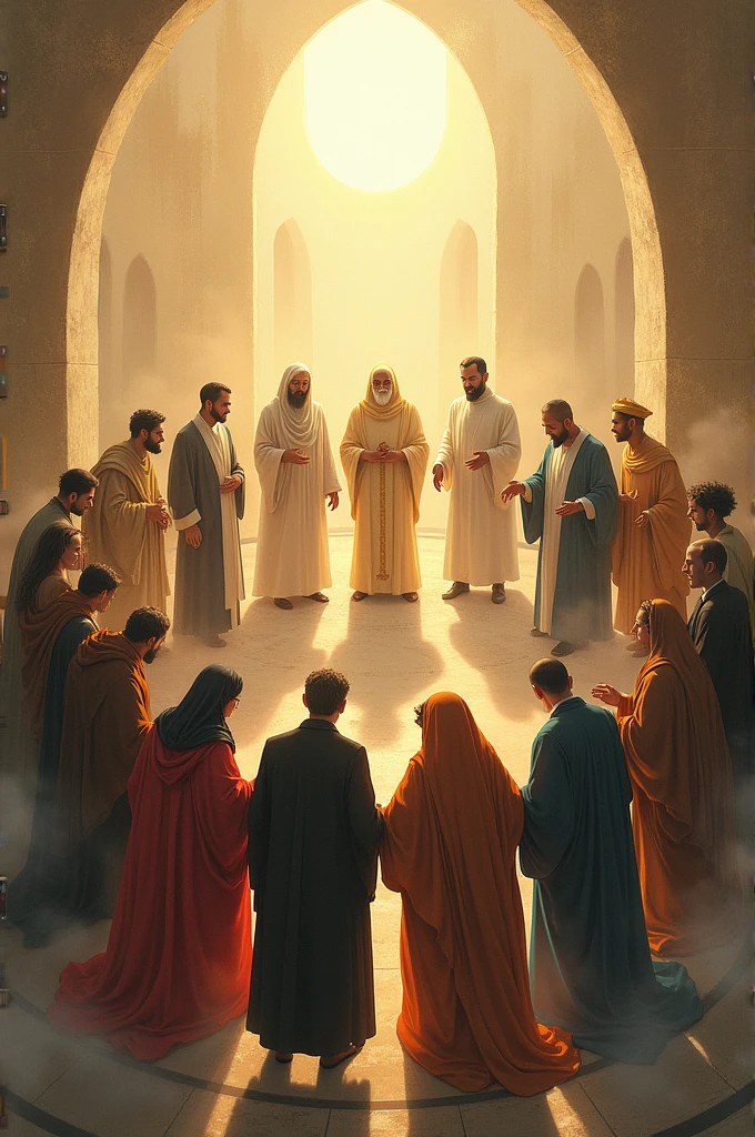 Make me a easy drawing of all religions are equal 