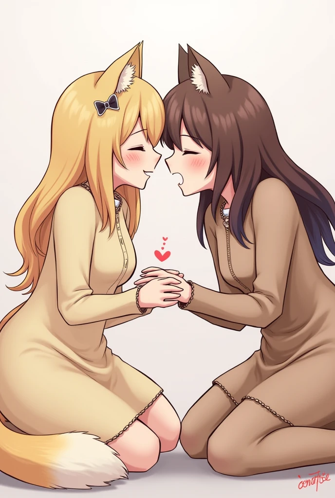 Collaborative fellatio from two cute furry girls