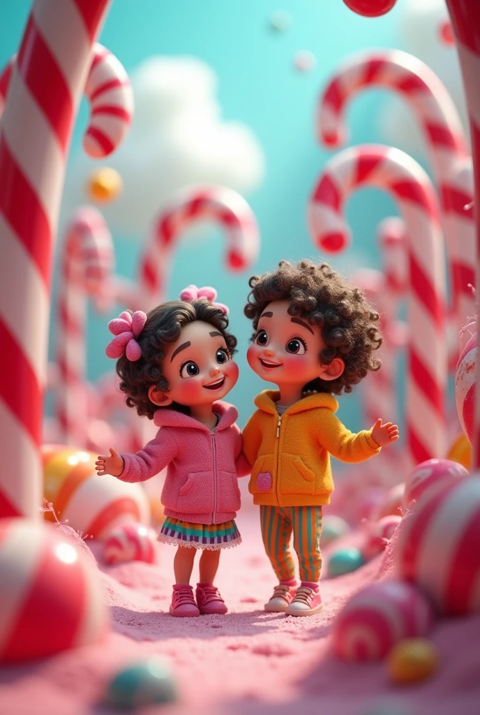 Two friends in candyland
