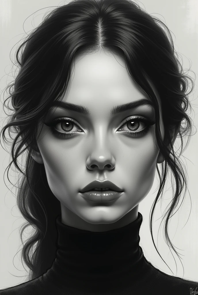 Woman with bulging eyes , Aquiline nose , thin lips