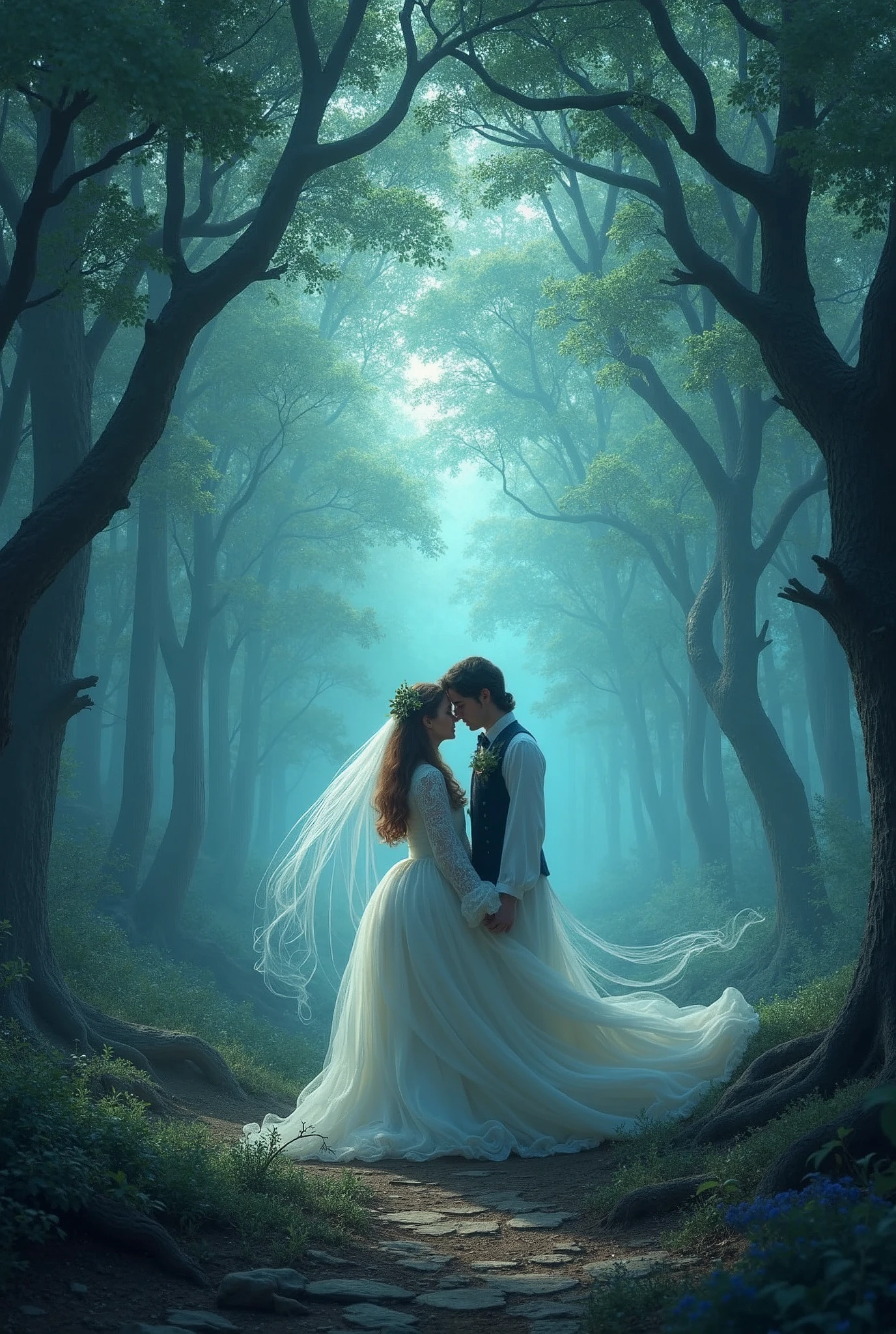 Create a book cover that has an ethereal name and is all about fantasy and romance