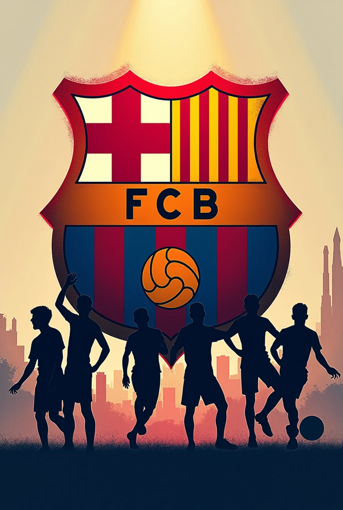 Barcelona symbol with the team players