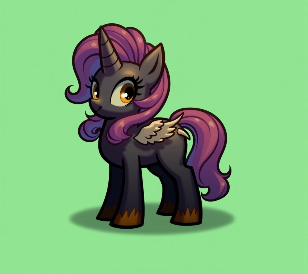 My Little Pony), detailed face, red hair with orange tips, white body, unicorn eyes, wings and horn